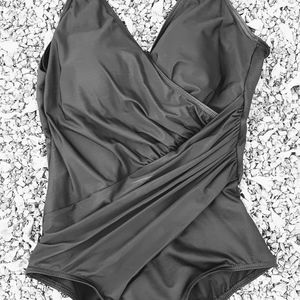 Miraclesuit Black Wrap-Front One-Piece Swimsuit